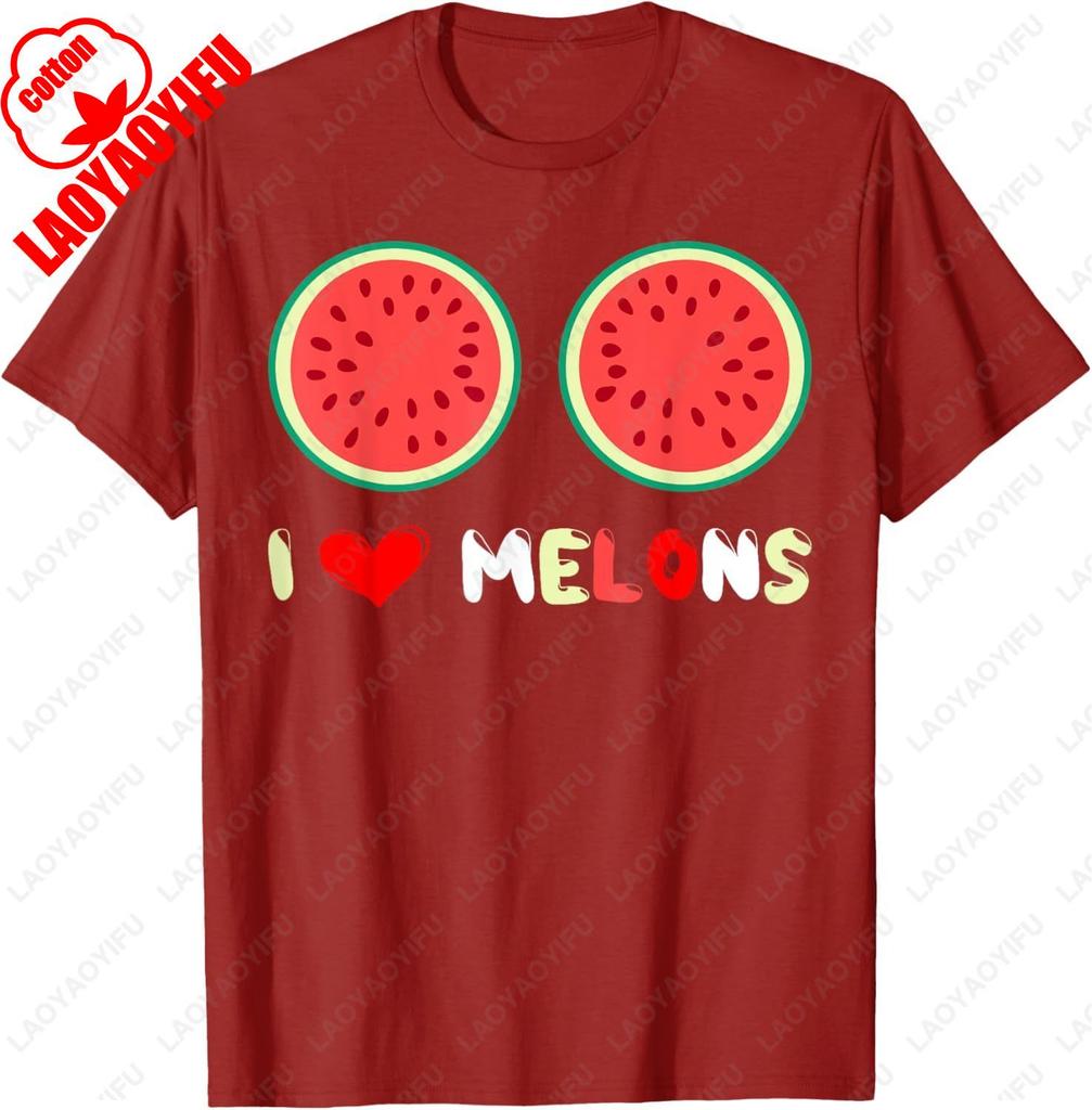 I Love Melons Fruit Heart Juice Seed Honeydew Top Watermelon TShirt Summer Cotton Casual Simple Stylet Breathable Camisetas