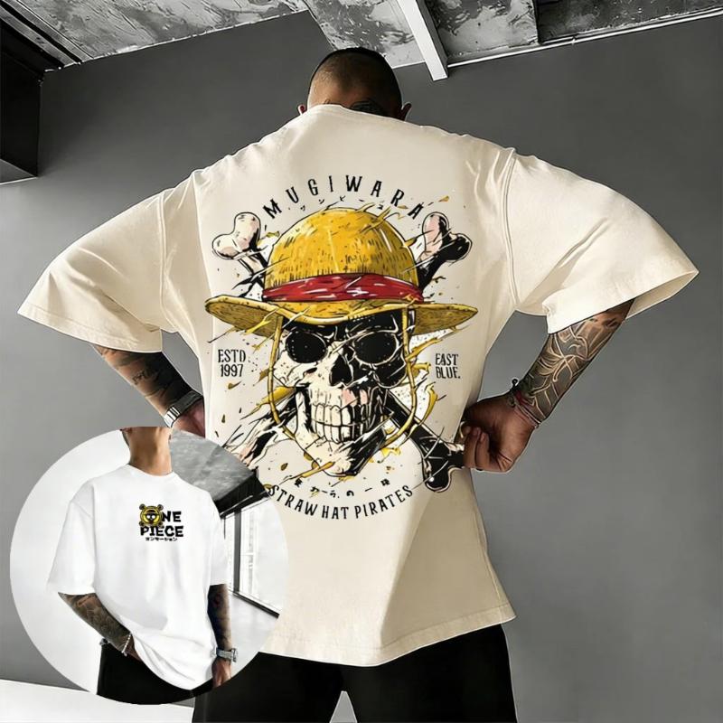 Unisex Oversize One Piece Skull Anime T Shirt Men Women Cotton Streetwear Casual Short Sleeve Top Graphic Tee Trendy 2026 Summer