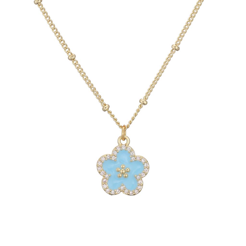 Enamel Dripping Glaze Exquisite Floral Zircon Jewellery Earrings/Necklace Women's Charm Amulet Good Fortune Accessories