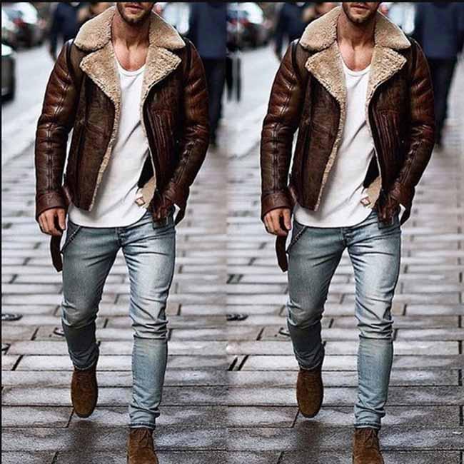 leather jacket with wool lining