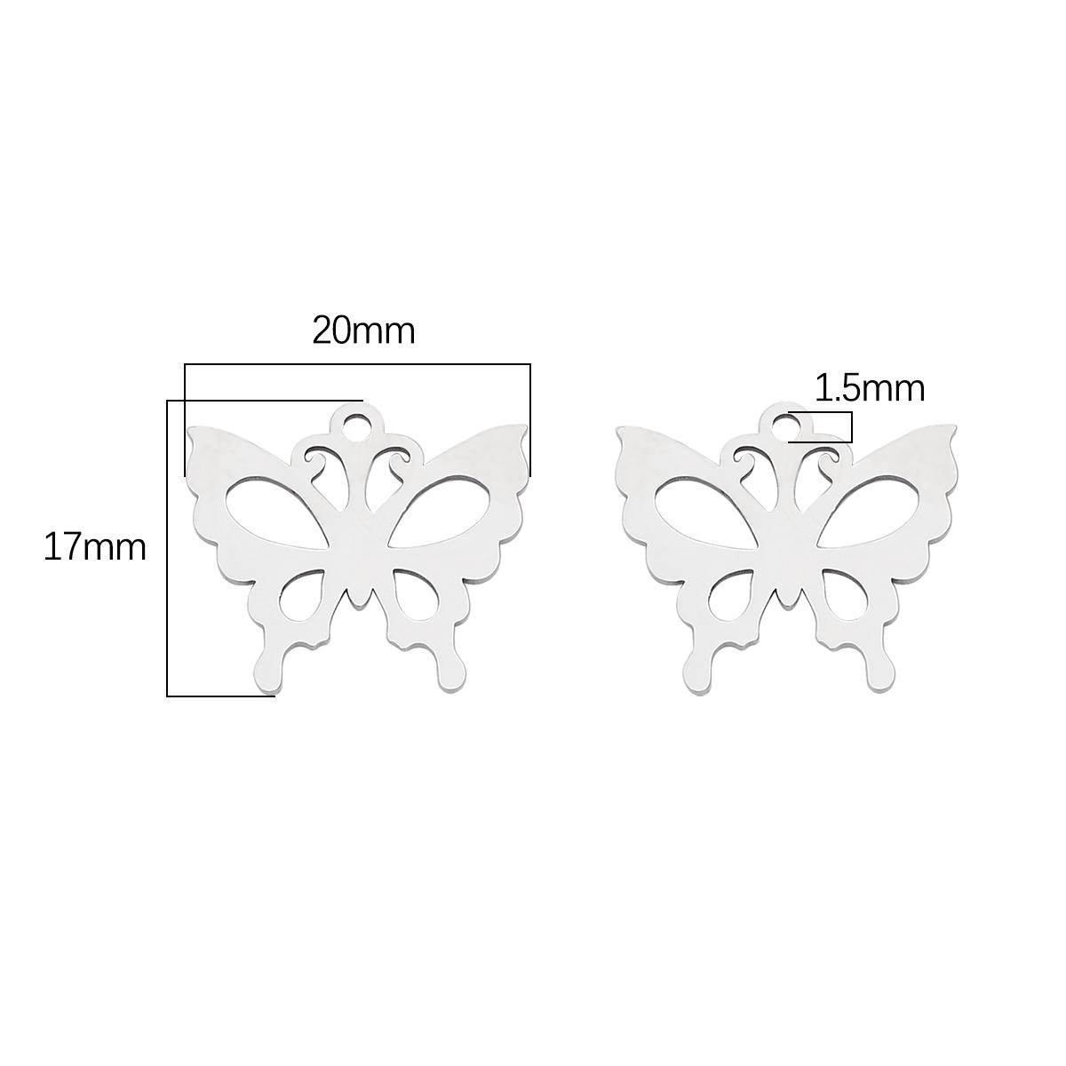 

4 шт./пакет, высокое качество, гладкая полировка, нержавеющая сталь 304, подвески в виде сердца, бабочки, цветов, подвески для ожерелья на заказ, браслет, изготовление ювелирных изделий своими руками 20x17mm 4pcs