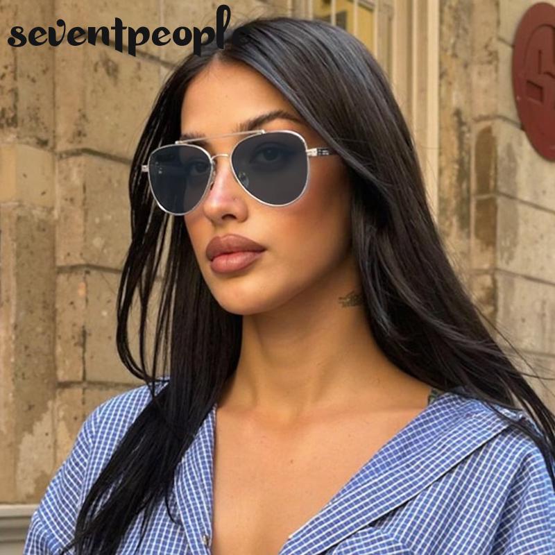 Vintage Oval Punk Pilot Sunglasses Women  Luxury Brand Classic Steampunk Metal Frame Sun Glasses For Ladies UV400 Eyewear