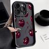 Luxury Wine Red Cherry Print Silicone Soft Phone Case For 17 16 15 14 13 12 11 Pro Max 17 Air 16E XS X XR 7 8 Plus Cover