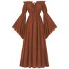 Bare Boat Neck Shoulder Ruffled Long Sleeves Renaissance Maxi Dress Cosplay Set