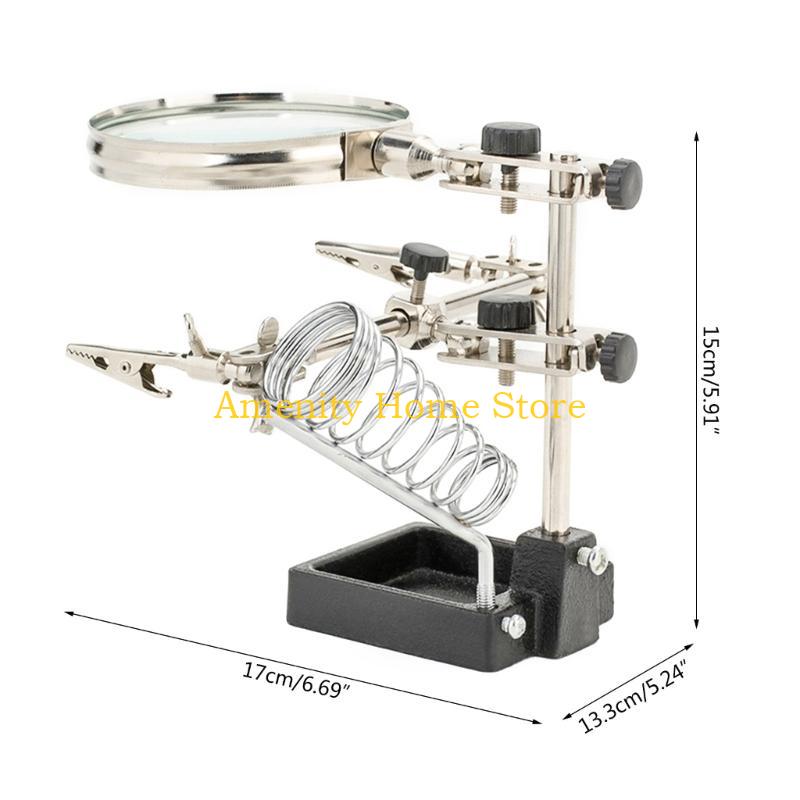 F26C Soldering Stand with Welding Glass 2 Alligator-Clips 360-Degree Tool