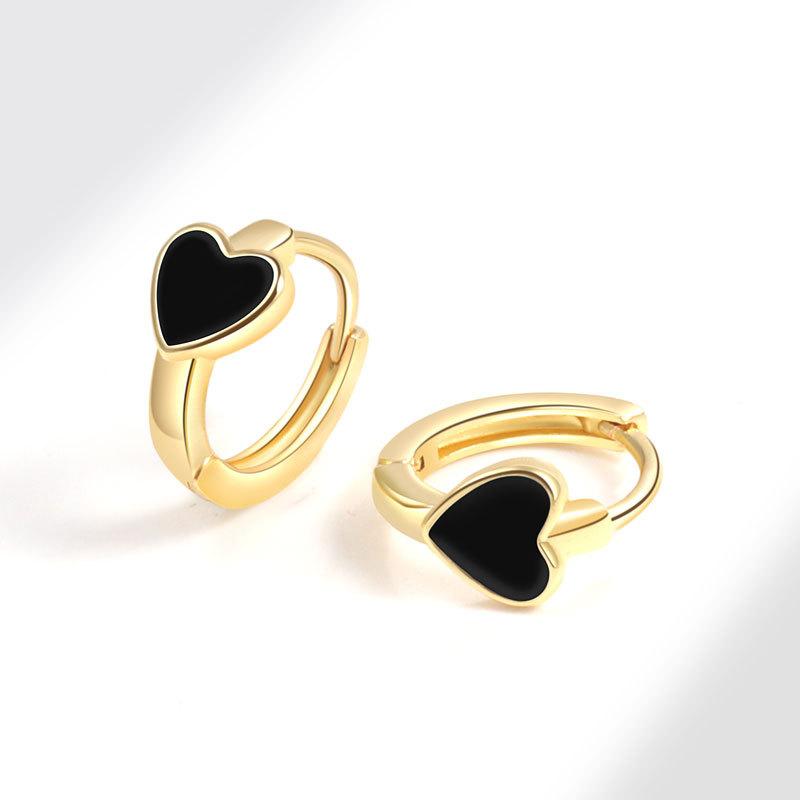 Luxury Colorful Enamel Heart Earrings For Women Elegant Drip Oil Love Ear Clips Fashion Temperament Jewelry