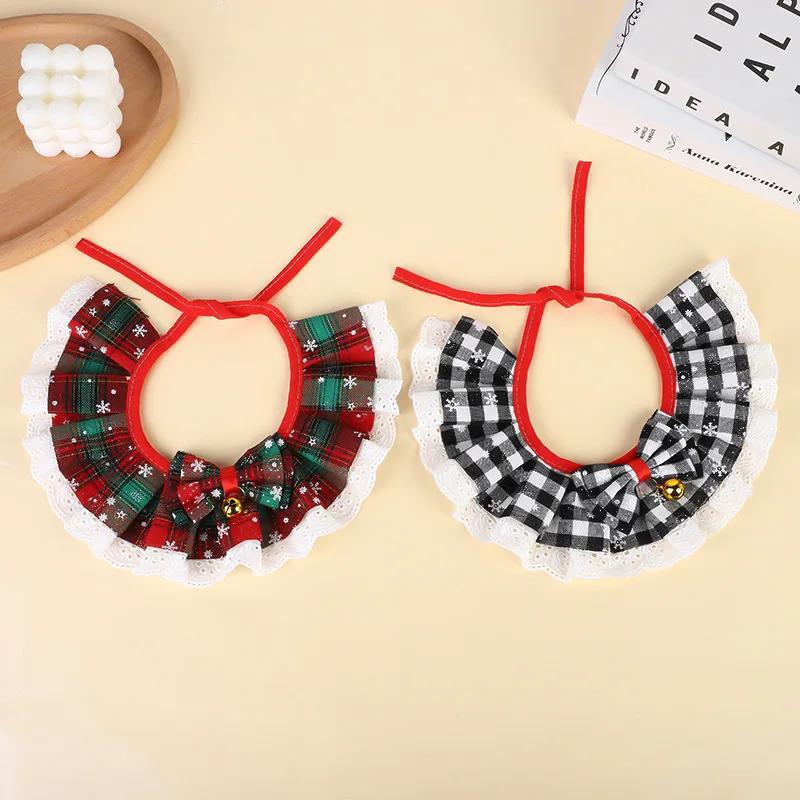 New Christmas Cat Collar with Bells Dog Accessories for Small Dogs Washable Scarf Bandana Collar Bibs