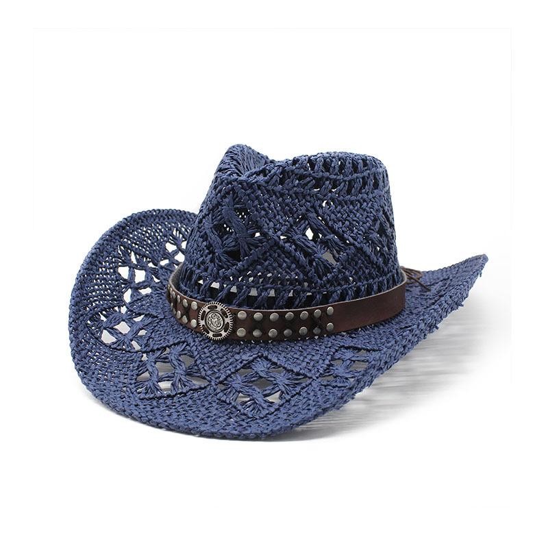 Salt Grass Hand Woven Denim Hat, Natural Grass Straw Hat, Sun Protection Visor Hat M(56-58cm)