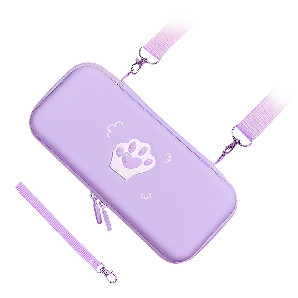 Cute Cat Paw Carrying Case Scratch Resistance Soft Lining Large Capacity Hard Shell Box Portable for Game Console Accessories