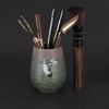 Kettle and Six Gentlemen Tea Ceremony Set - Coarse Pottery & Alloy Accessories