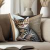 Vibrant Bohemian Style Short Plush Pillow Cover 45x45cm Charming Kitten Living Room Bedroom Decor (Pillow Insert Not Included)
