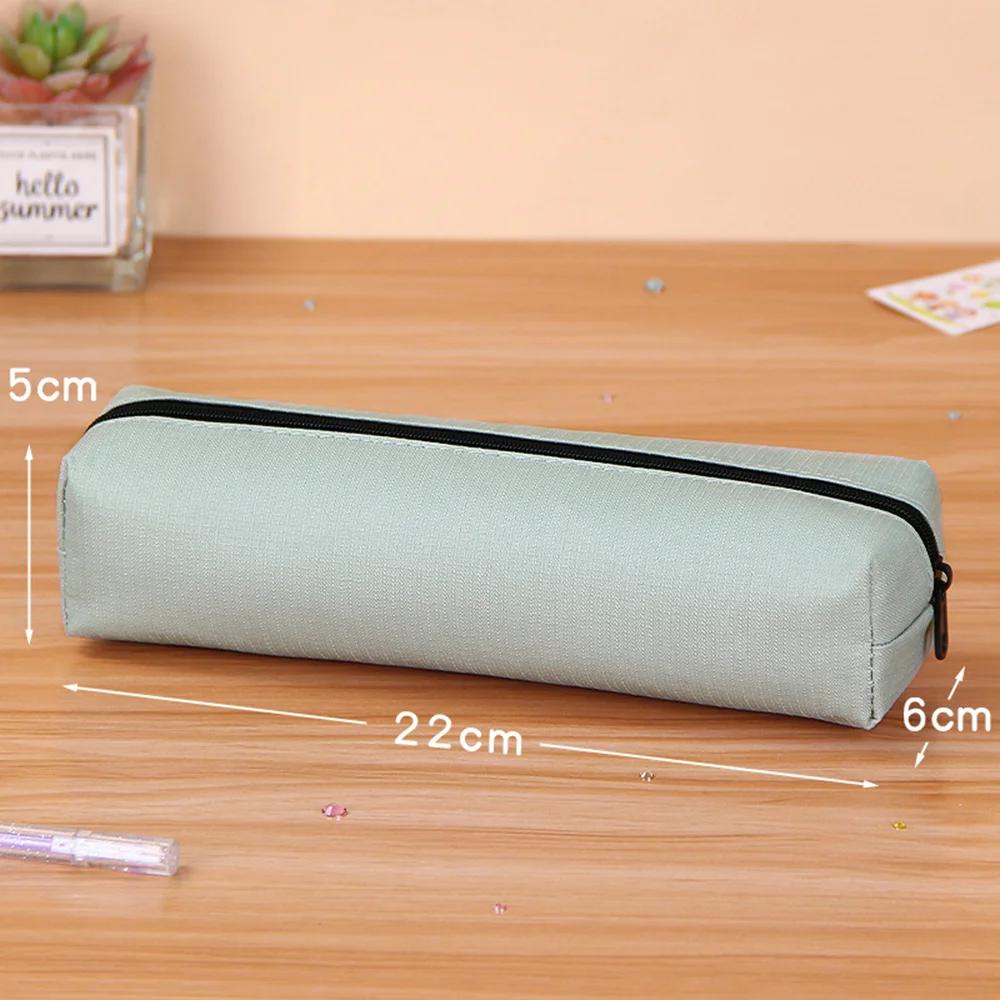 

Solid Color Pencil Case Simple Pencil Bags For Student New Stationery School Supplies Kids Gift Zipper Big Cosmetic Bag серый