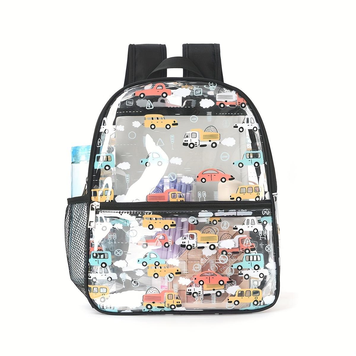 Printed Transparent Backpack Waterproof PVC Storage Bag Student Schoolbag Large-Capacity Transparent Backpack