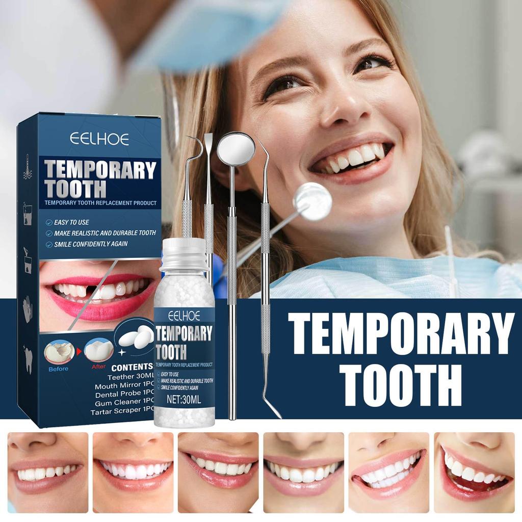 30ml Teeth Repair Kit Temporary Solid Tooth Hole Repair Materials Practical Unisex Adults with 4 Dental Tools Tooth Beauty Tool