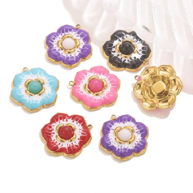 Polierte Lebendige Florale Anhängerkomponente Für Individuelle Halsketten Armbänder Ohrringe Basteln