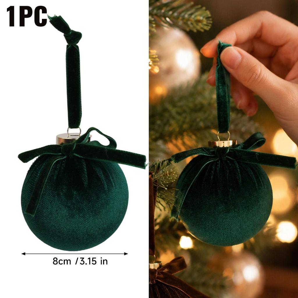 Velvet Foam Christmas Ball Christmas Tree Hanging Ornament Bowknot Sphere Festival Party Xmas DIY Decoration Balls Accessories