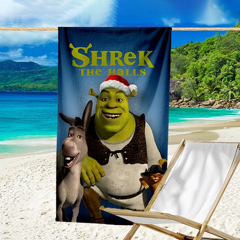 Asciugamano da Spiaggia Ultra Morbido a Tema Shrek, Ideale per Piscina - Campeggio, Immersioni - Essenziale da Viaggio Perfetto, Asciugamano da Spiaggia Vivace.