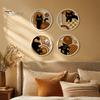 Minimalist Pet Home Decor 4Pcs Wooden Cat Wall Decor, 2D Flat Geometric Hollow Art Prints Modern Bedroom Accents Art, Hanging Signs for Living