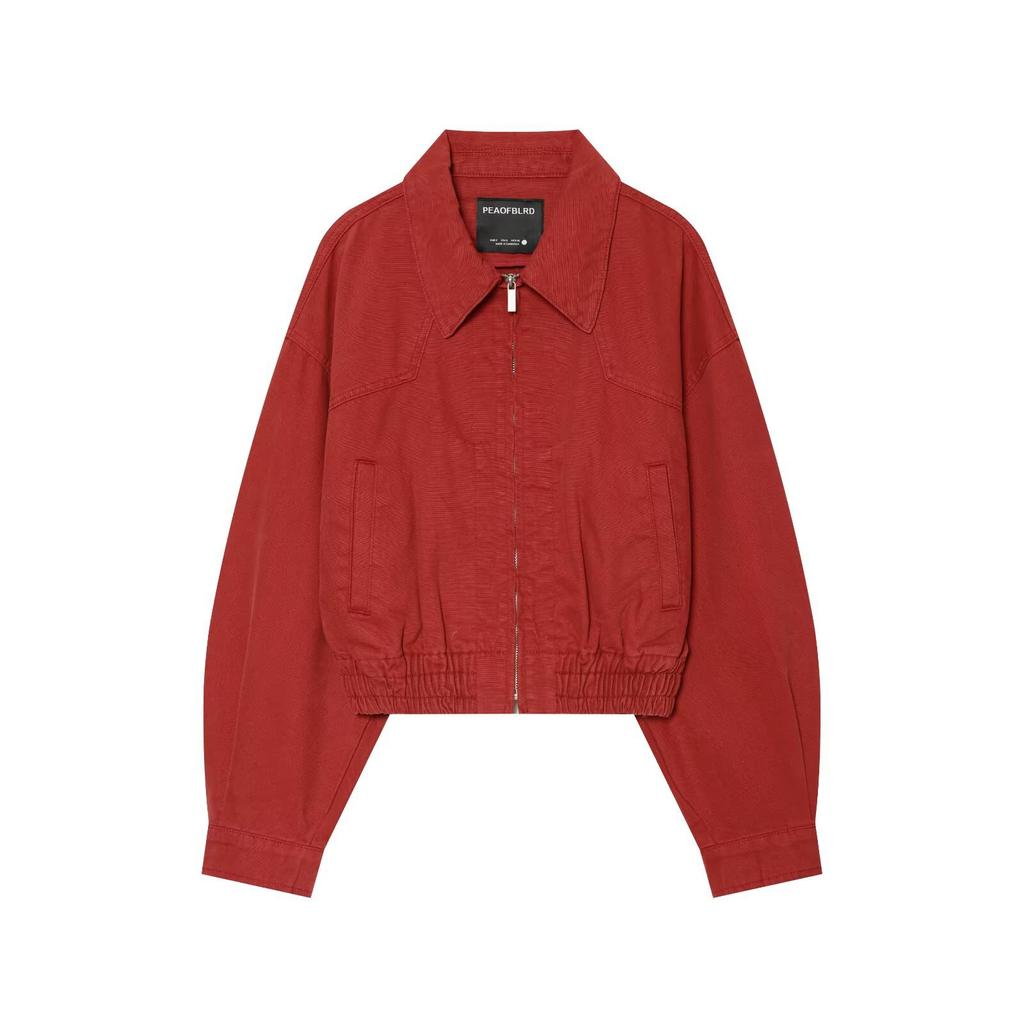 New, lapel metal zipper hem elastic casual jacket 860009