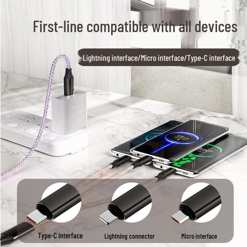 RGB Gradient Multi-Connector Fast Charging Cable with Running Light