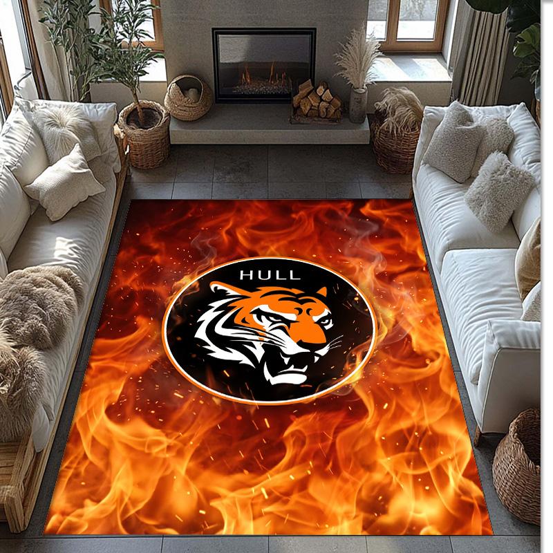 Tappeto in Velluto di Cristallo con Stampa Calcio Hull City, Comodo Assorbente d'Acqua Antiscivolo Tappeto per Pavimento Interno