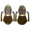 Girls Prehistoric Costume Leopard Print Dress with Built-in Briefs & Oversleeves Metallic Gloss for Performance