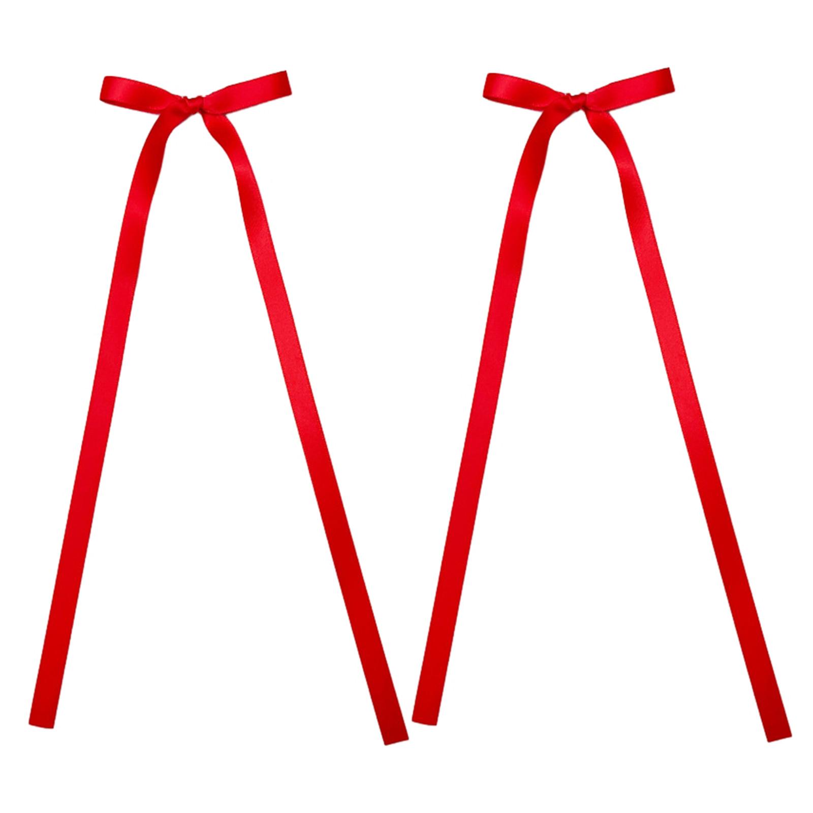 

2 Pcs Ribbon Bow Elegant Y2K Style Side Clip Bow Hair Clip Sweet Girls Fairy Bow Style Long Bowknot Balletcore