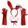 Christmas bunny girl cute red rabbit ear headband for women, autumn and winter headband, cartoon rabbit ear hair accessory