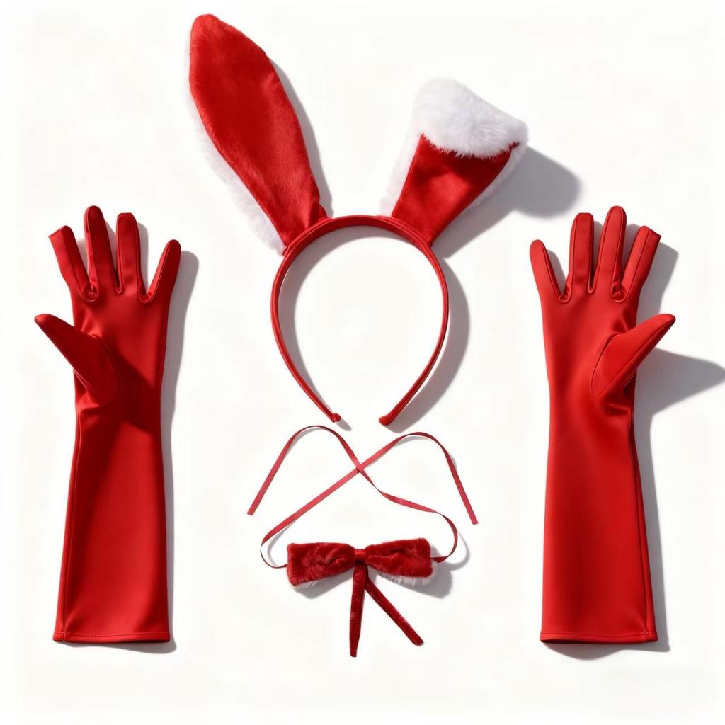 Christmas bunny girl cute red rabbit ear headband for women, autumn and winter headband, cartoon rabbit ear hair accessory