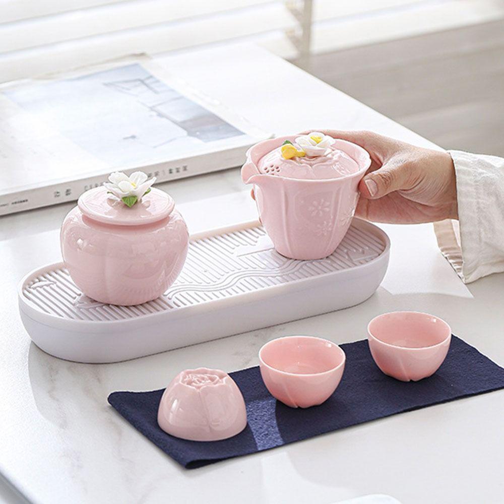 Pink Flower Ceramic Tea Jar Chinese Style Handmade Porcelain Tea Tin Moisture-proof with Sealed Lid Tea Sealed Jar Home Use