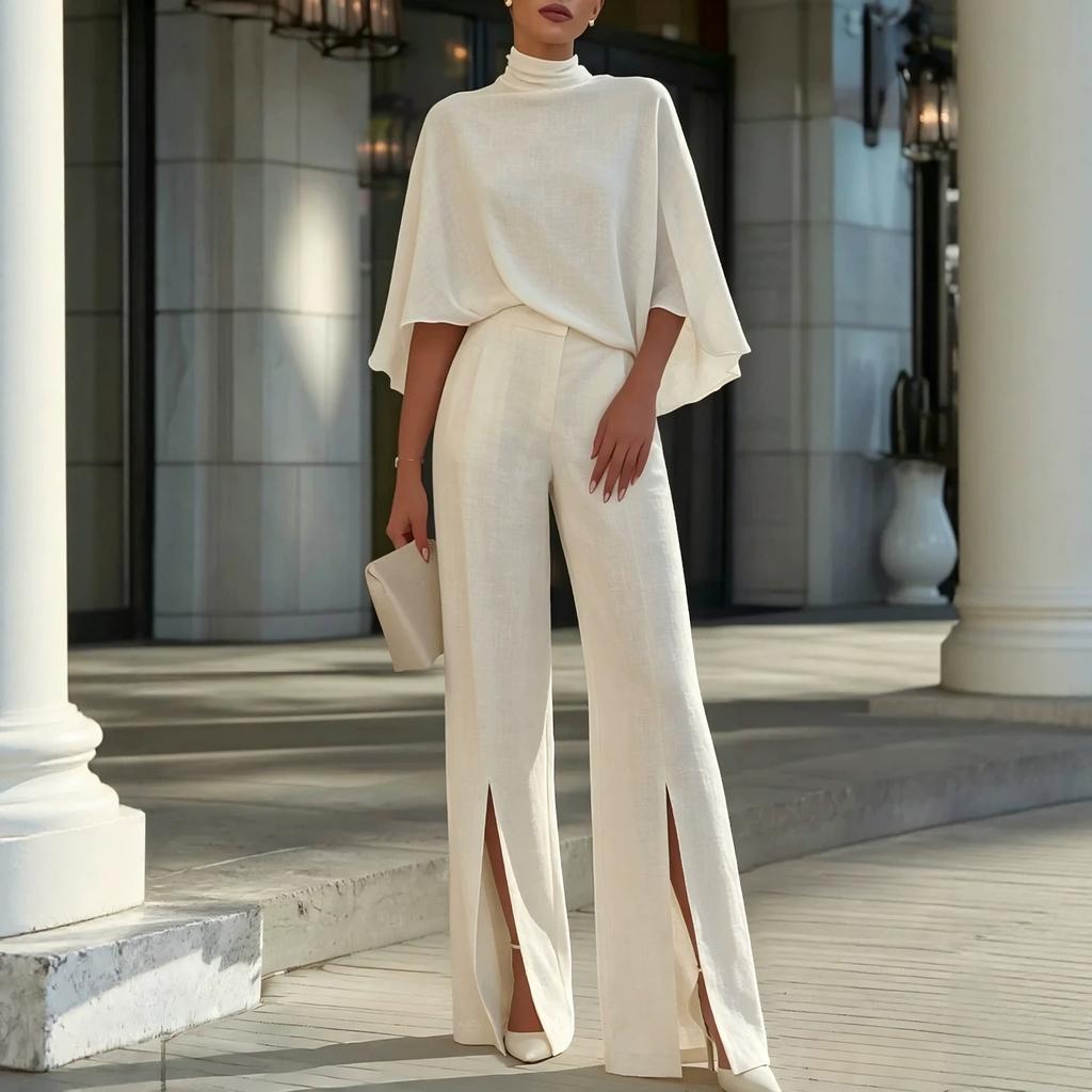 Conjunto de Dos Piezas de Algodón Lino de Color para Mujer: Top sin Mangas y Pantalones
