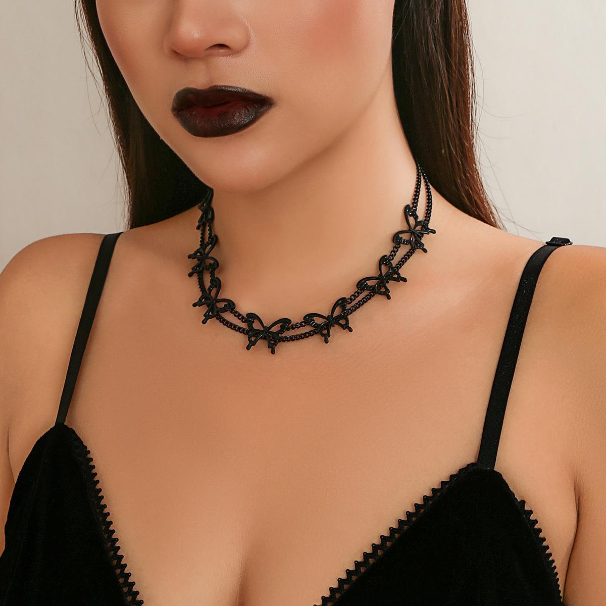

Punk Gothic Butterfly Chain Choker Necklace for Women