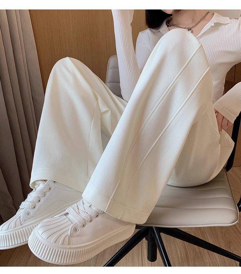 Women's High-Waist Gray Banana Sweatpants - Straight Loose Fit, Wide Leg - Perfect for Autumn and Winter 2025