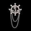 Retro Japanese & Korean Nautical Brooch with Chain Tassel, Anchor & Rudder Design for Men & Women