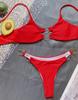 Women's Swimsuit Solid Color Simple Ring Sexy Bikini Two-piece Swimsuit Beachwear Bathing Suits