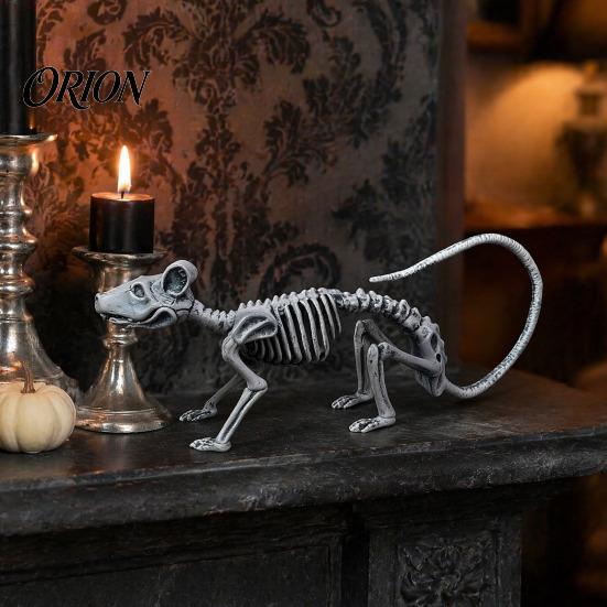 Halloween Tabletop Ornaments Animal Skeleton Figurine, Realistic Crow Rat Scorpion Bone Props for Haunted House Decorations House, Plastic Skull Decor
