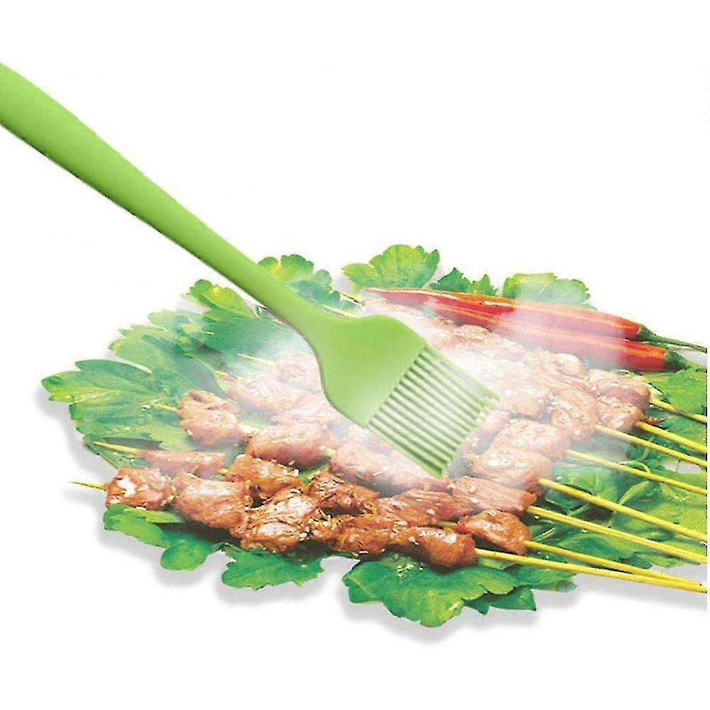 Ensemble d'ustensiles de cuisine, Vert 5 Pièces Ensemble de spatules en silicone - Pinceaux à badigeonner - Pinceau à huile pour pâtisserie - Fouet à œufs - Spatule ajourée - Spatule de cuisson en silicone