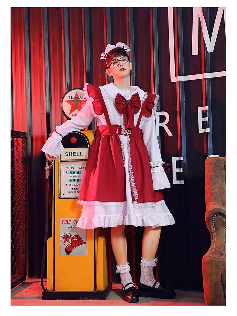 Black & White Lolita Maid Costume Dress for Women & Crossdressers