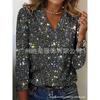 Women S Long Sleeve V Neck Sequined Pullover T Shirt