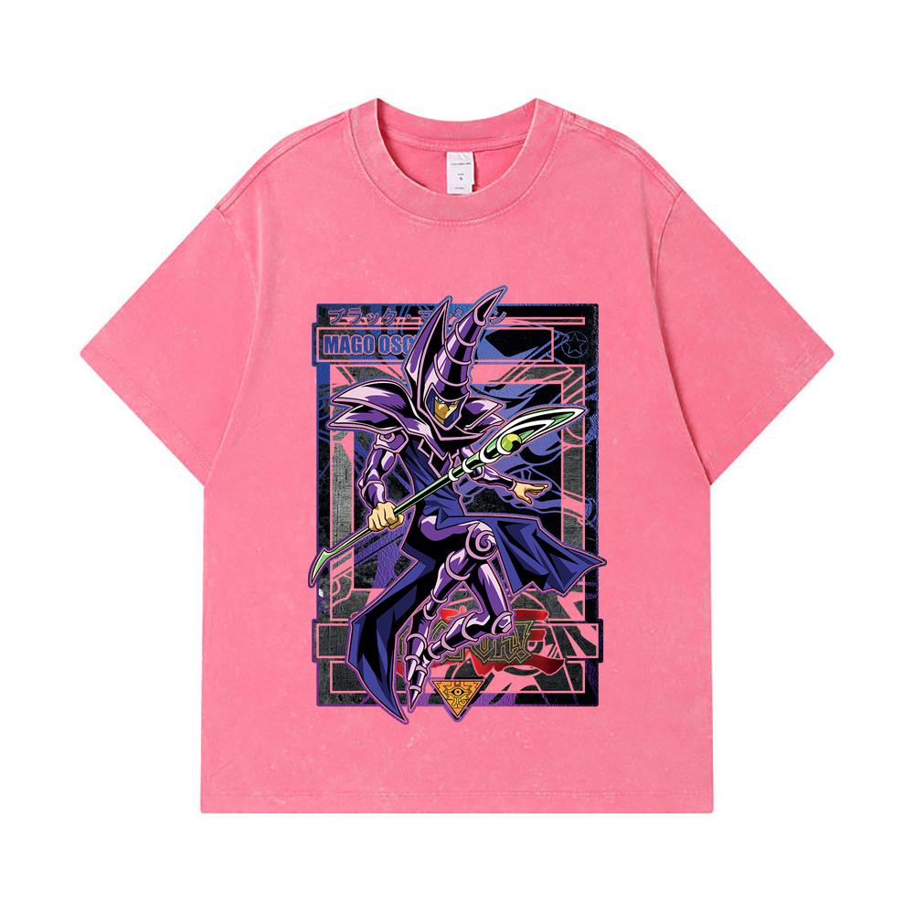 275 GSM Washed T-shirts 100% Cotton Yu-Gi-Oh V5 Mago Oscuro Print Unisex Heavy Cotton T Shirt