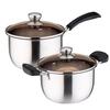 ZISIZ 20cm Stainless Steel Milk Pot with Double Handle
