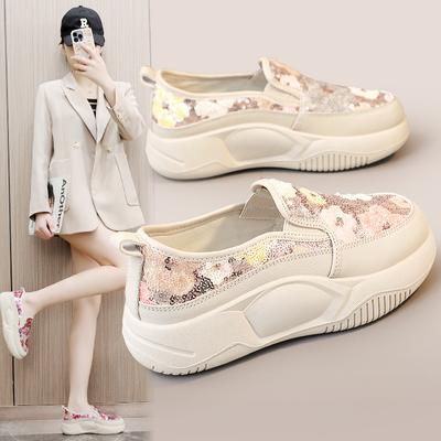 K8655 Women's White Shoes Korean Style  Pumps Women's Sneaker Women's Shoes Student Casual Shoes Breathable Platform Height Increasing