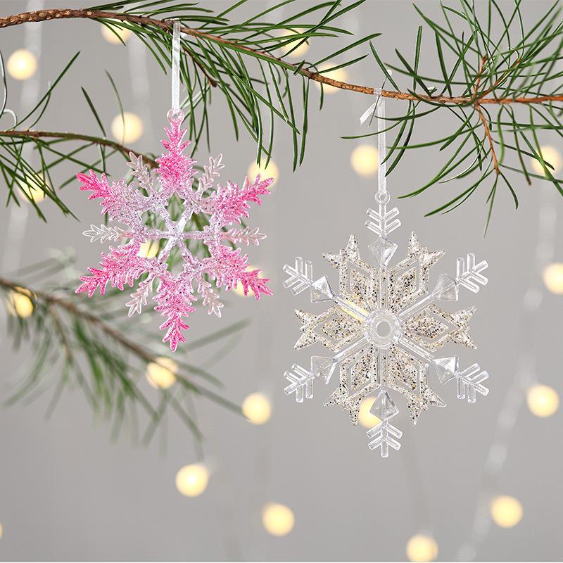 2026 Christmas Glitter Snowflake Acrylic Pendants for Tree Decoration