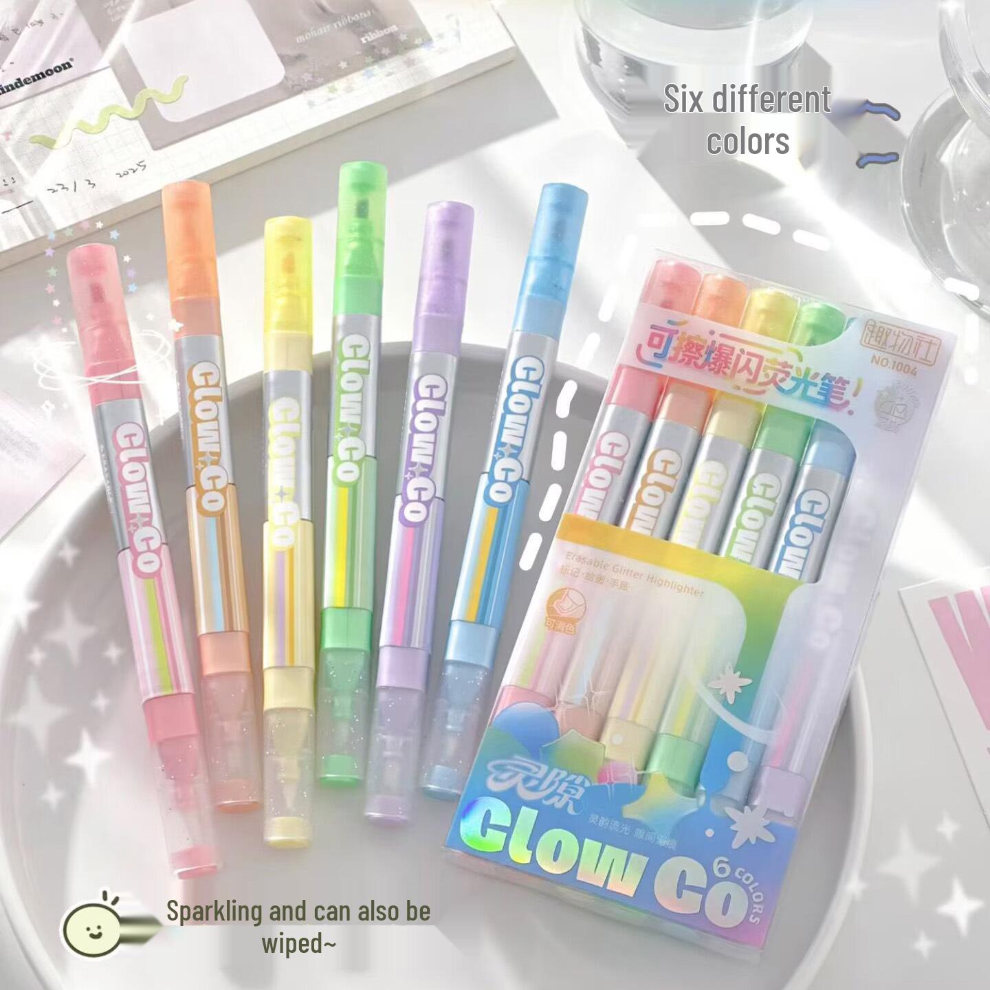 Colorful Erasable Highlighter Set - Multi-functional Fluorescent Journaling & Marking Pens Chisel Tip