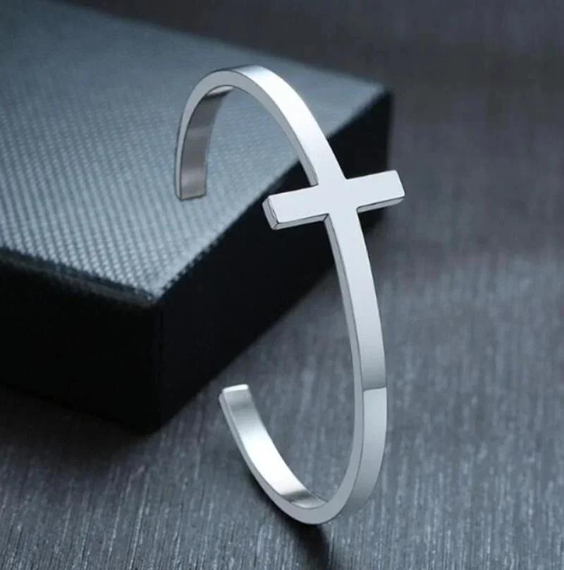 High Quality Titanium Steel Polished C Shape 6mm Open Bracelet Men's Fashion Punk Casual Cuff Bangles Couple Jewelry