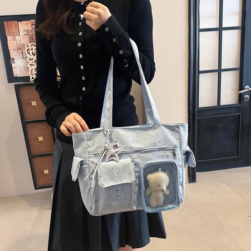 New Adorable Wing Cross Ita Rucksacks Y2K Spacious Rucksack Lolita Girls Transparent Rucksack Outside School Carrier Trip Knapsack