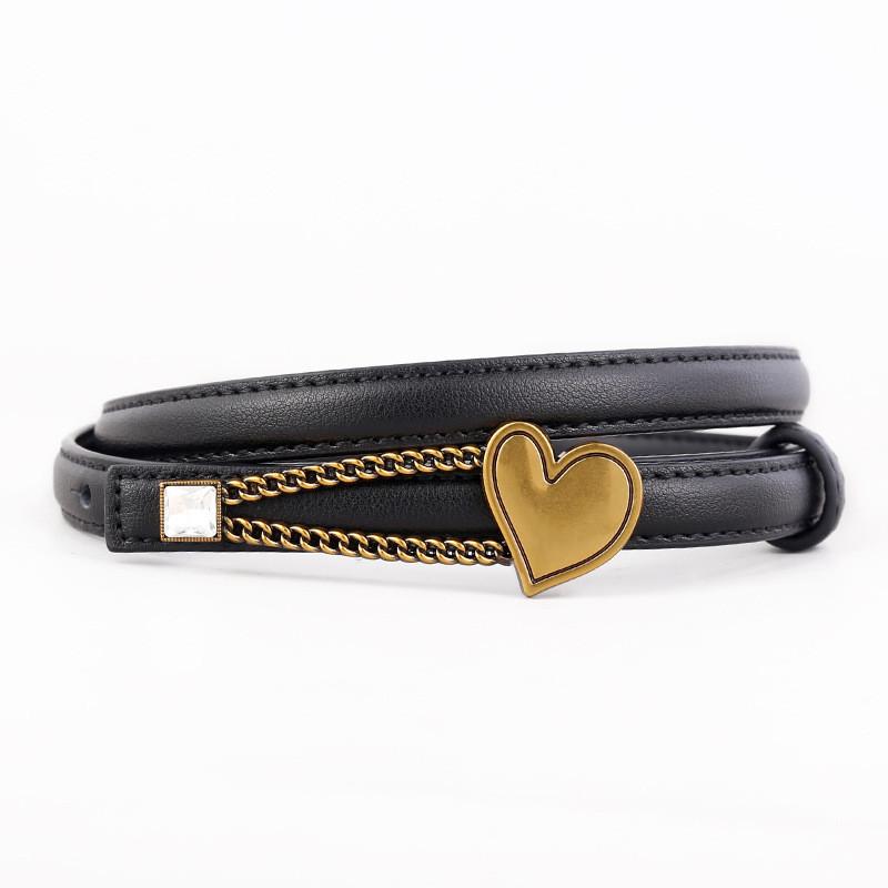 Womens Leather Belt With Heart Chain For Casual And Office Wear
