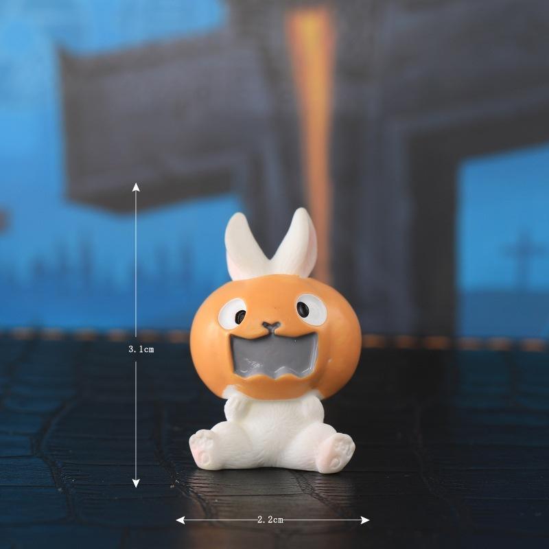 Cute Halloween Themed Mini Rabbit Resin Figurines Adorable Cartoon Durable Texture For Desktop Decor Halloween Party Favor