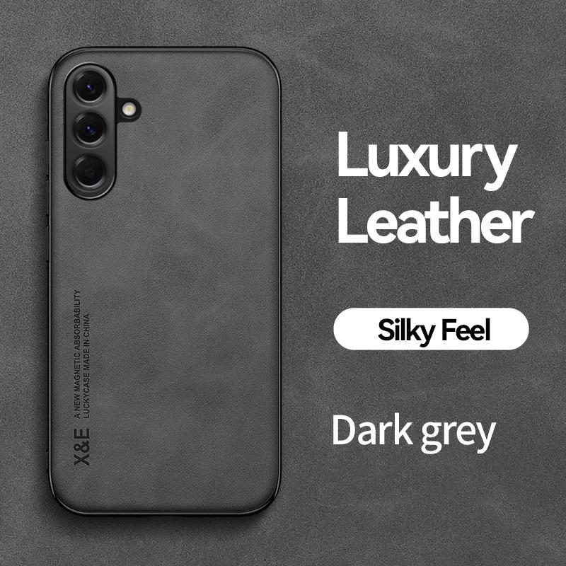 KEYSION Luxury Retro PU Leather Case for Samsung A17 5G Soft Silicone+PC Shockproof Phone Back Cover for Galaxy A17 5G