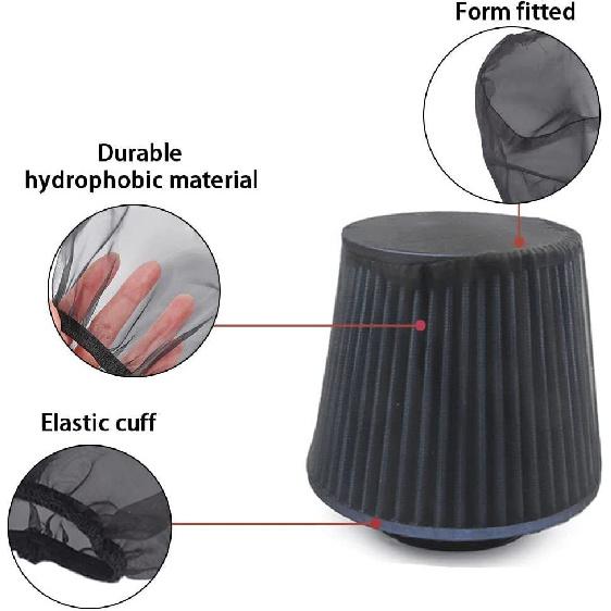 Black Universal Water Guard Cold Air Intake Pre-Filter Cone Filter Sock Cover